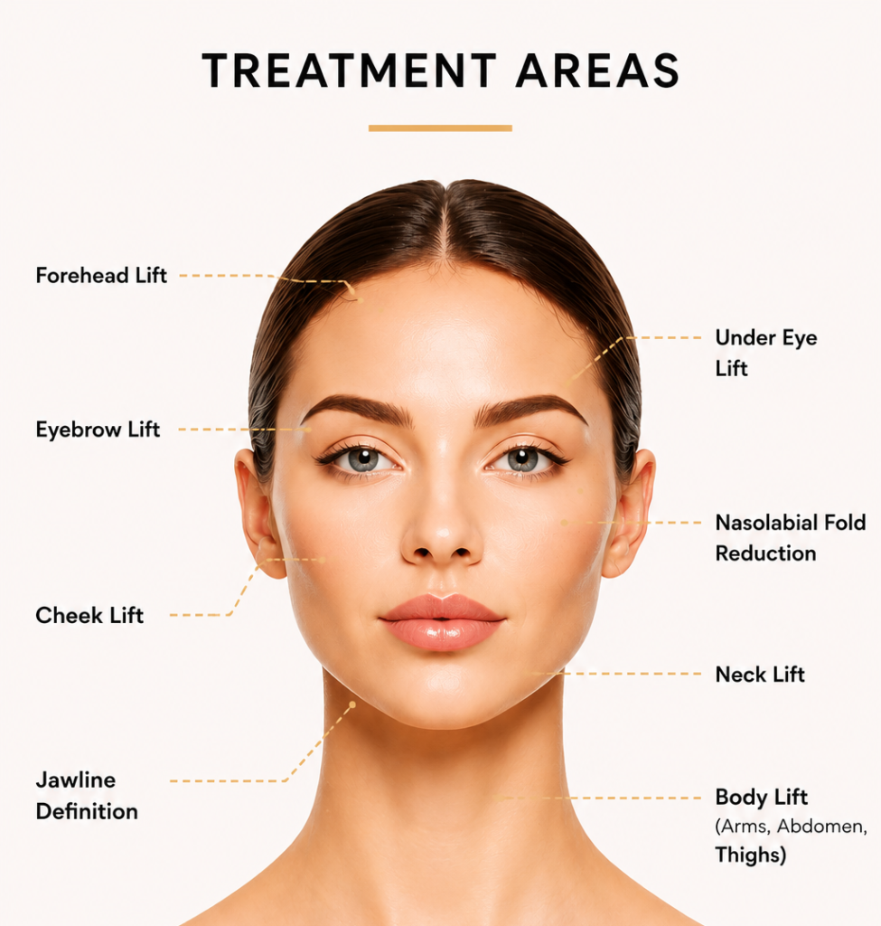 PDO Thread Lift Treatment Areas